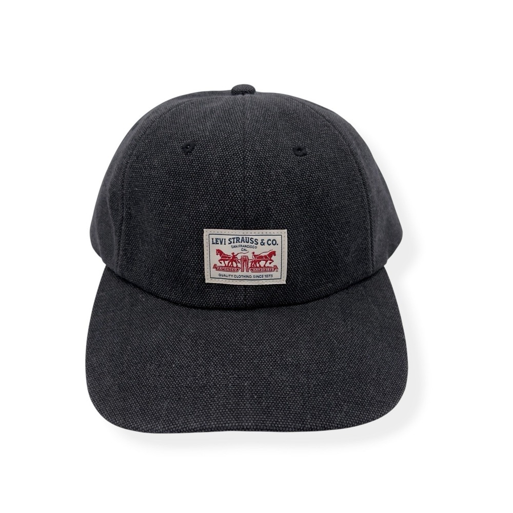 Levi's Men's Strauss Hat Cap Black Charcoal Denim Strapback Adjustable One Size
